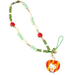 Hello Kitty Apple Beaded Charm Mobile Phone Wrist Strap. NWT.